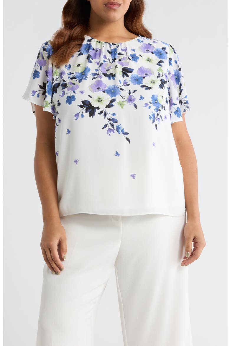 Flutter Sleeve Top, Main, color, LILY WHITE MULTI