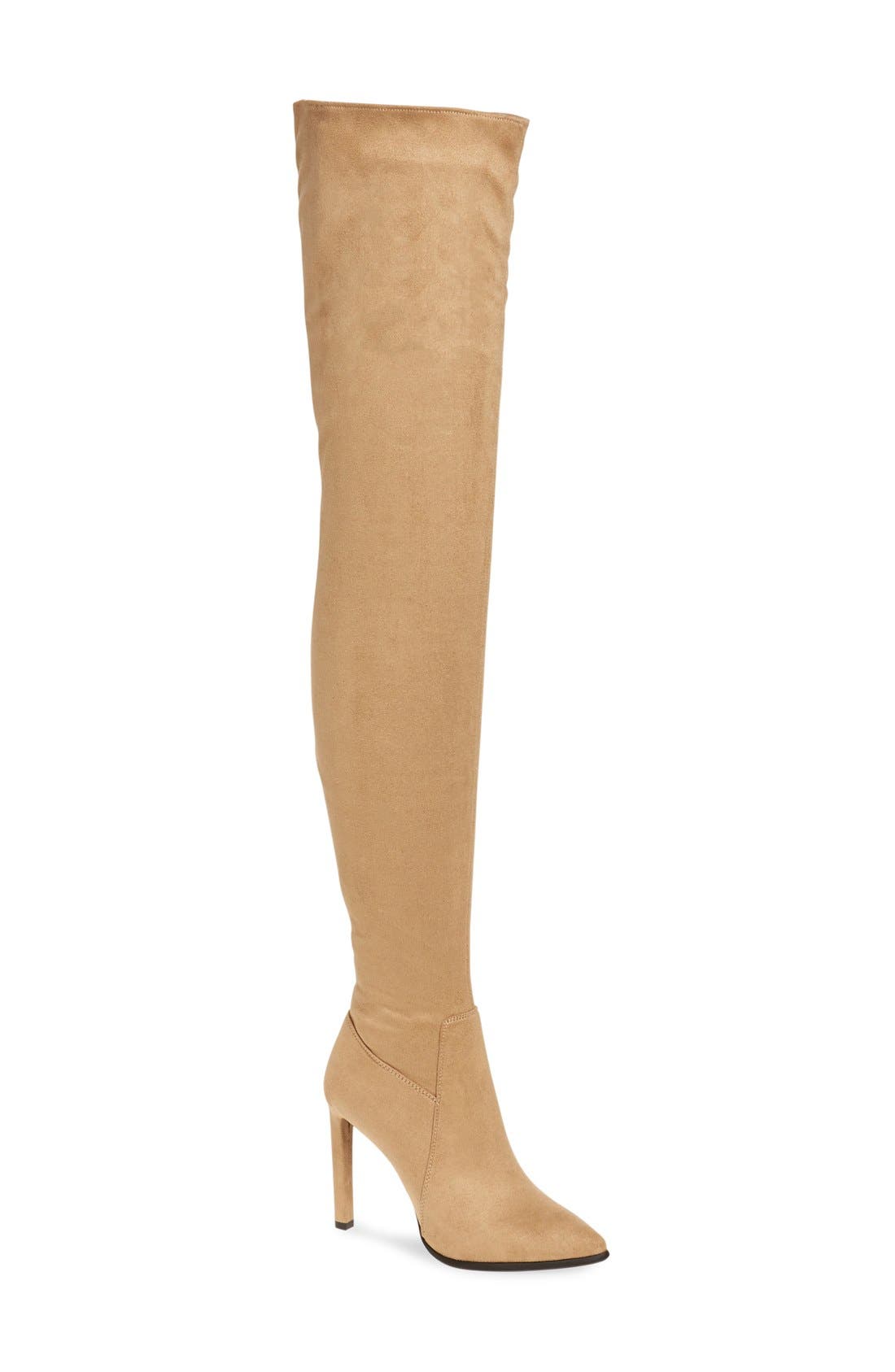 'Sherise' Over the Knee Boot, Main, color, BEIGE SUEDE