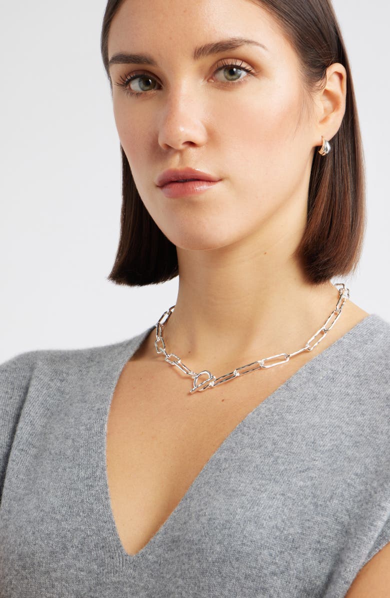Nordstrom Hammered Paper Clip Chain Necklace, Alternate, color, Silver