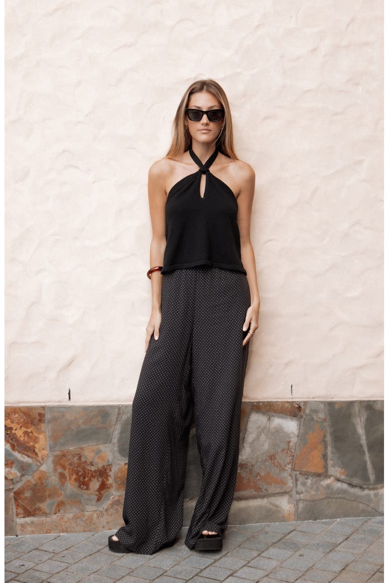 Lexi Elastic Waist Wide Leg Pants, Alternate, color, BLACK POLKADOT