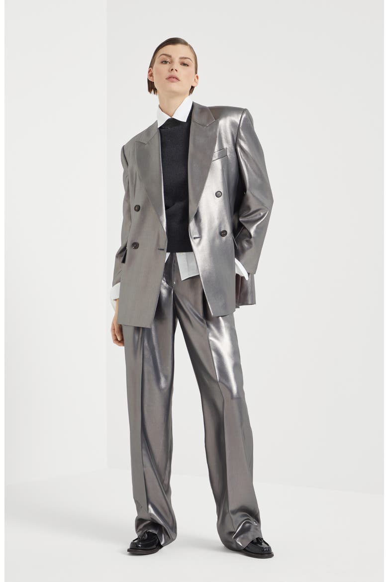 Lamé blazer, Alternate, color, Silver