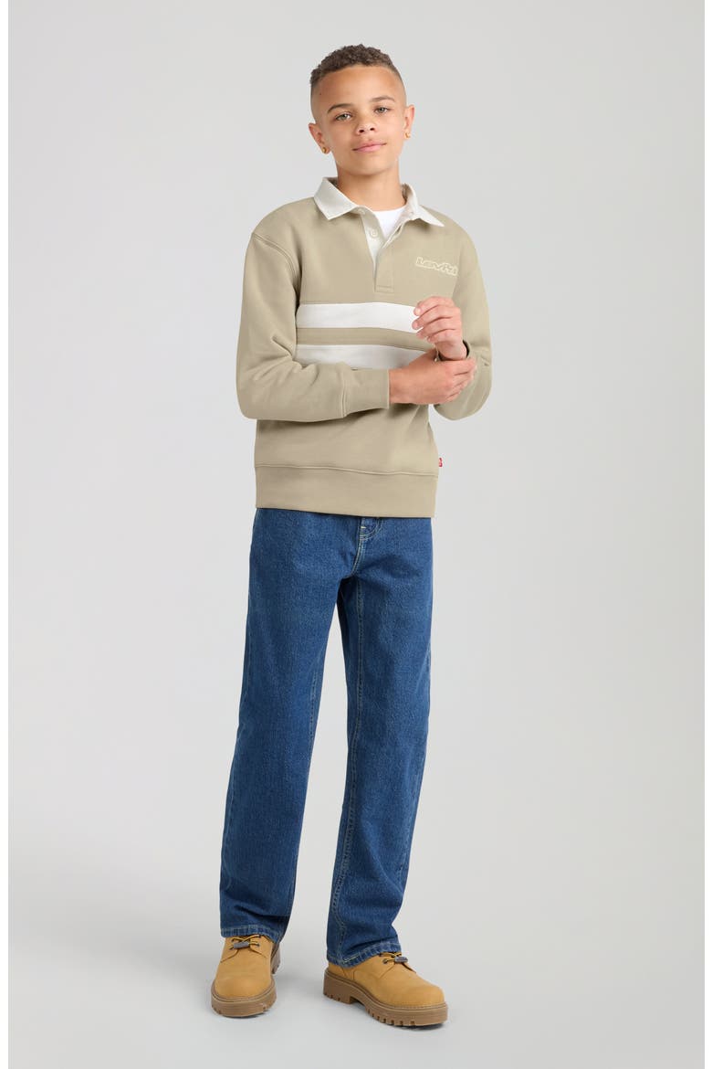 Kids' Striped Rugby Sweatshirt, Alternate, color, FIELDS OF RYE
