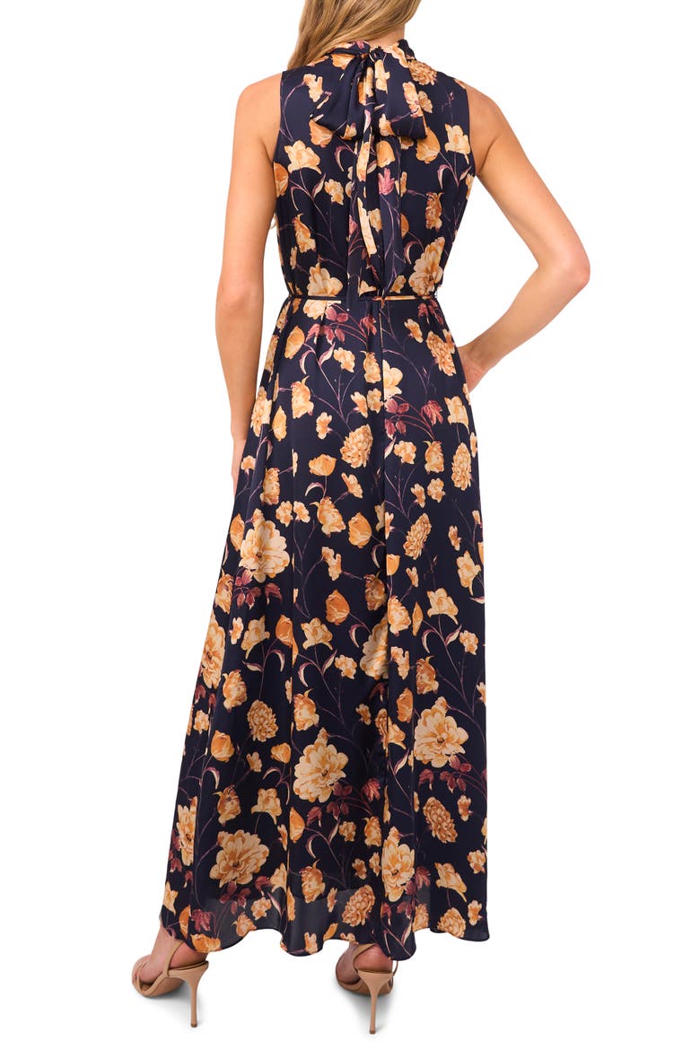 Sleeveless Floral Bow Back Maxi Dress, Alternate, color, BARITONE BLUE