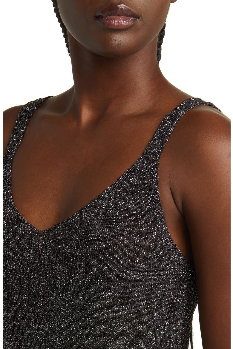 Kling Metallic Knit Tank, Alternate, color, BLACK