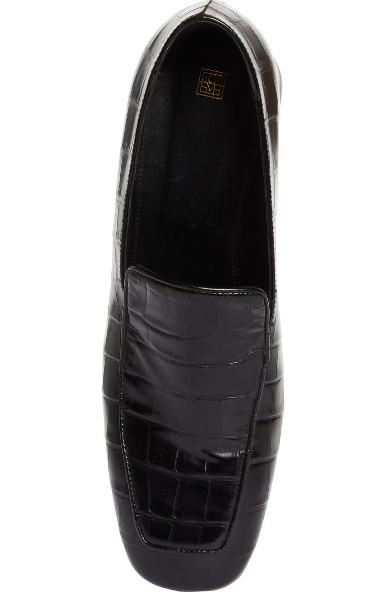 TOTEME The Block Heel Croc Embossed Loafer, Alternate, color,