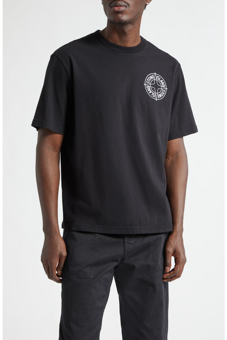 Outline Compass Logo Organic Cotton Graphic T-Shirt, Main, color, BLACK