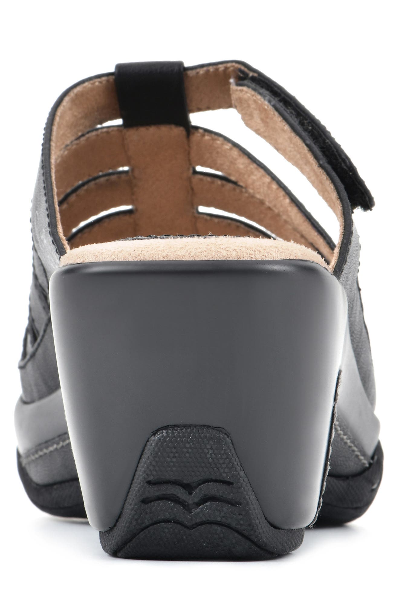White Mountain Footwear WHITE MOUNTAIN Valencia Wedge Sandal, Alternate, color, Black/ Burn/ Smooth