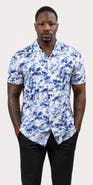 Mio Marino Tropical Print Button-Down Hawaiian Camp Shirt