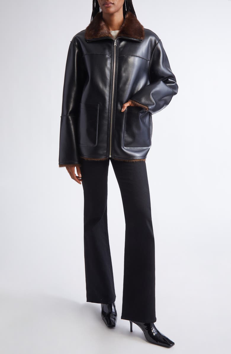 Stand Studio Brella Reversible Faux Leather Jacket, Alternate, color, Black/ Brown