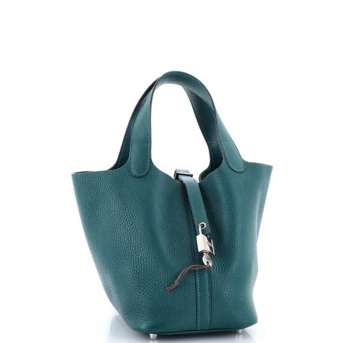 Pre-owned Hermes Hermes Picotin Lock Bag Clemence Pm In Green