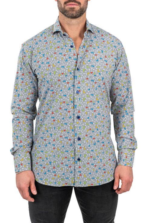 Einstein Stretch Tetris Button-Up Shirt
