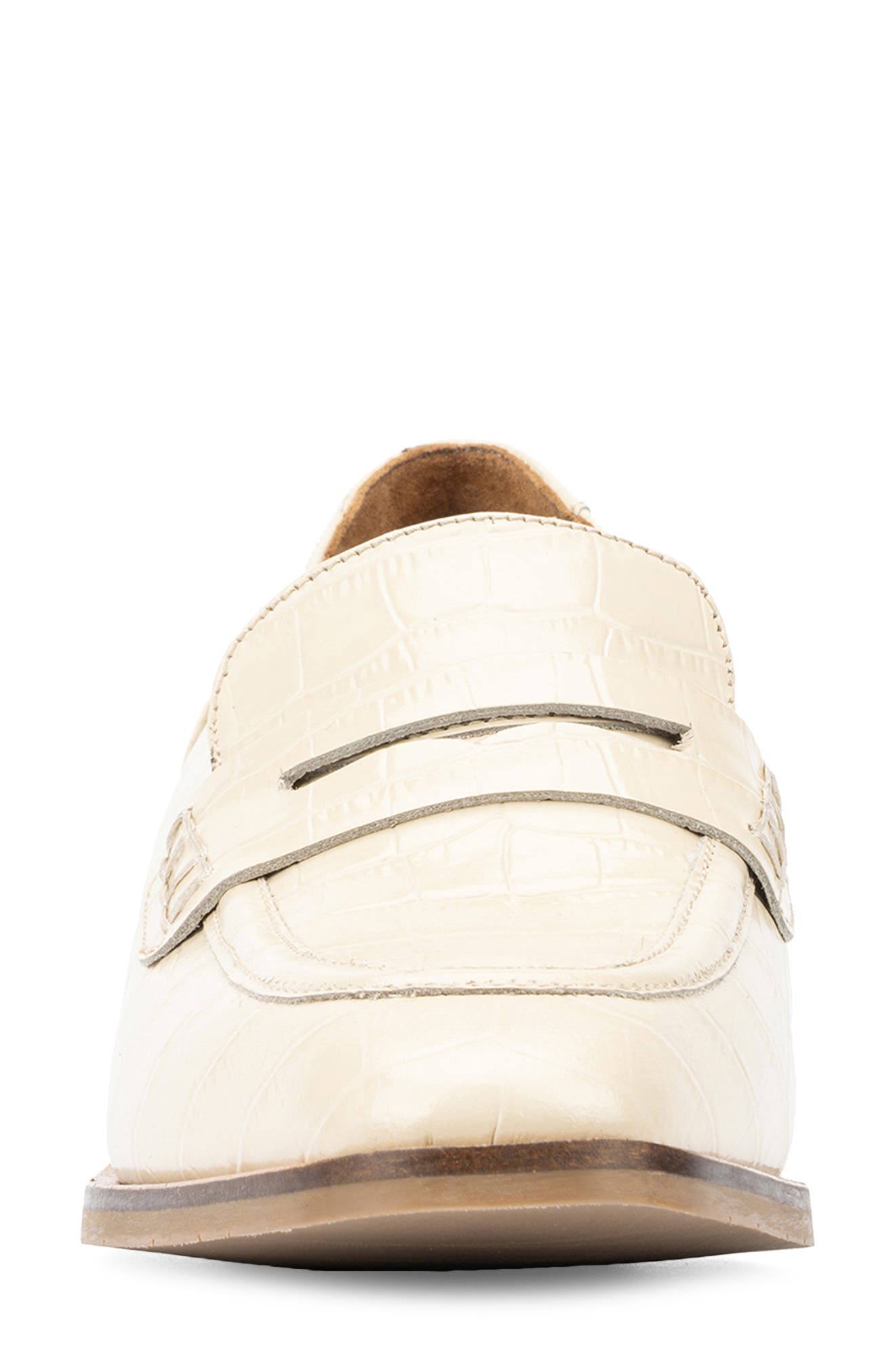 Riya Croc Embossed Penny Loafer, Alternate, color, BEIGE