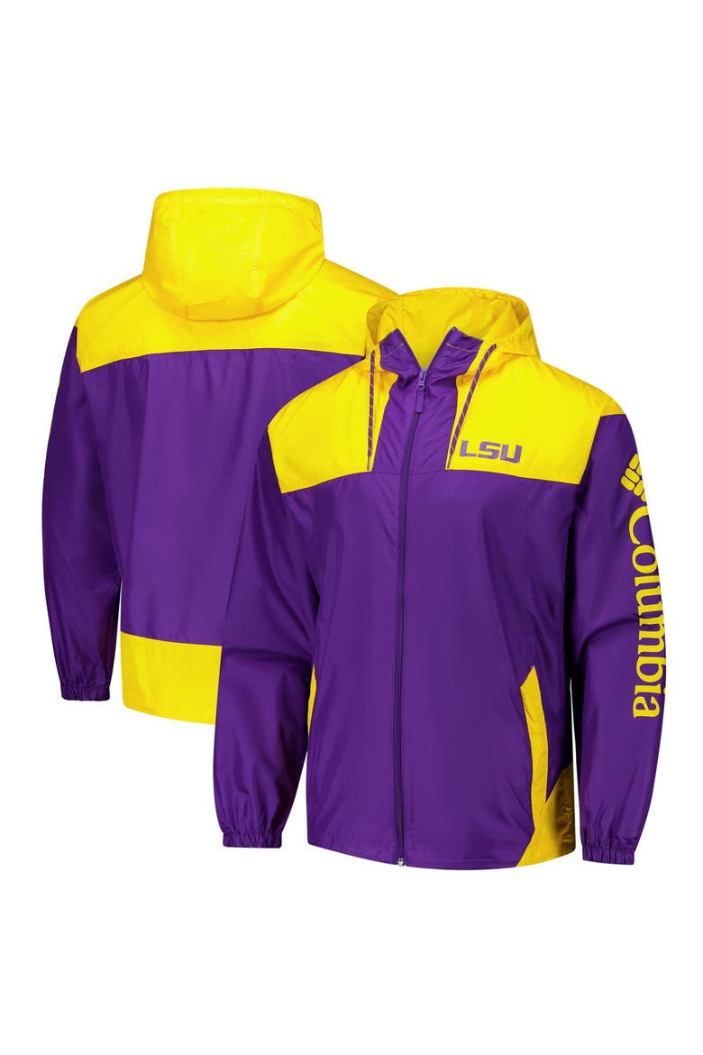 Men's Columbia Purple LSU Tigers Flash Challenger II Omni-Shade Full-Zip Windbreaker Jacket, Alternate, color, Purple