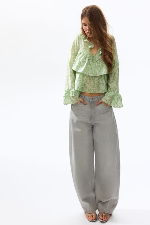 Ruffle-trimmed blouse