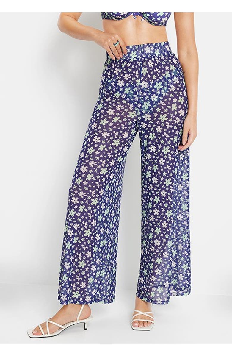 LSCN by LASCANA Women's Floral Sheer Cover Up Pants, Alternate, color, Blue Floral