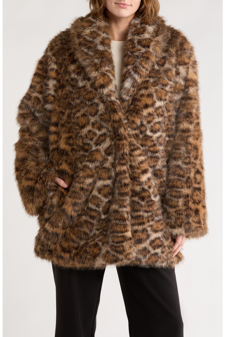 Faux Fur Coat, Main, color, LEOPARD