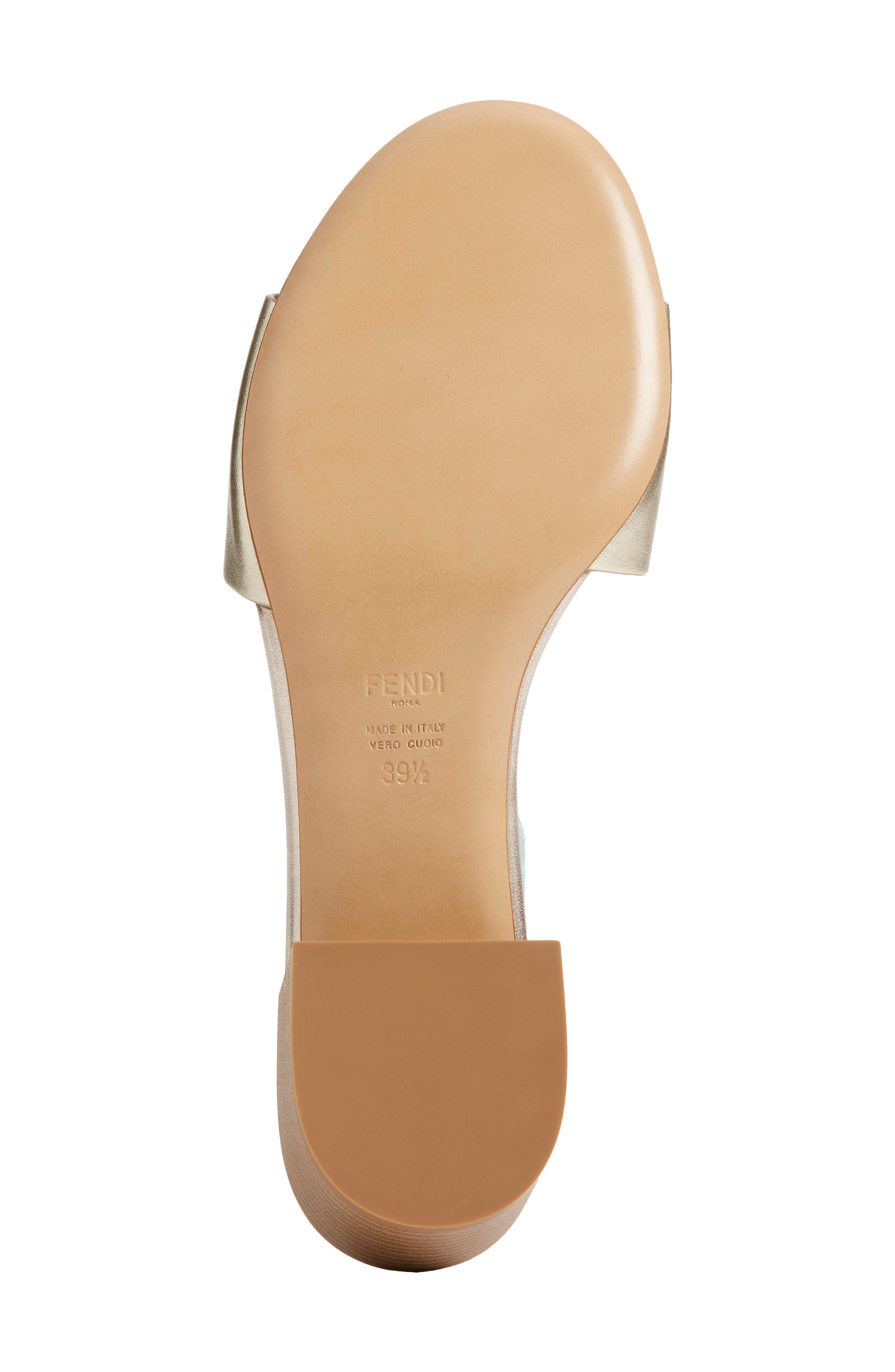 Fendi Baguette Slide Sandal, Alternate, color, F0vf1 Platino