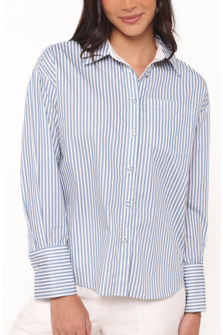 Jackson Striped Button Up Cotton Shirt, Alternate, color, BLUE STRIPE