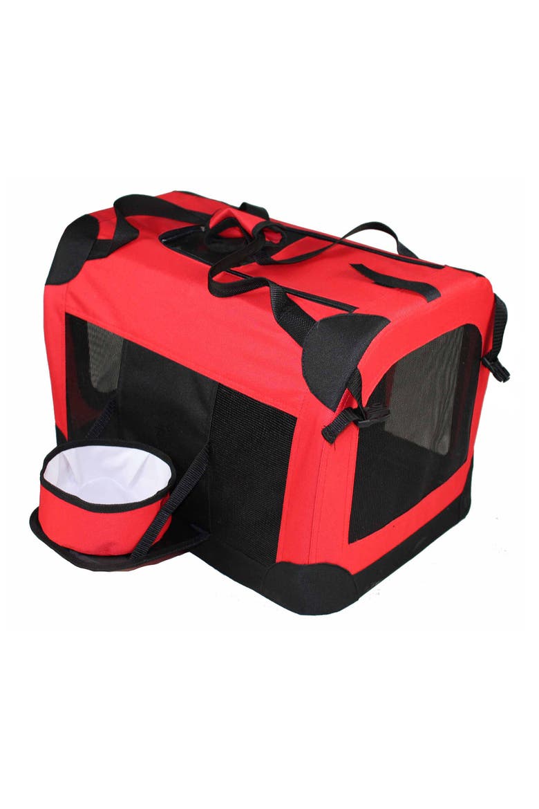 Folding Deluxe 360 Vista View Pet Carrier - Large, Alternate, color, RED