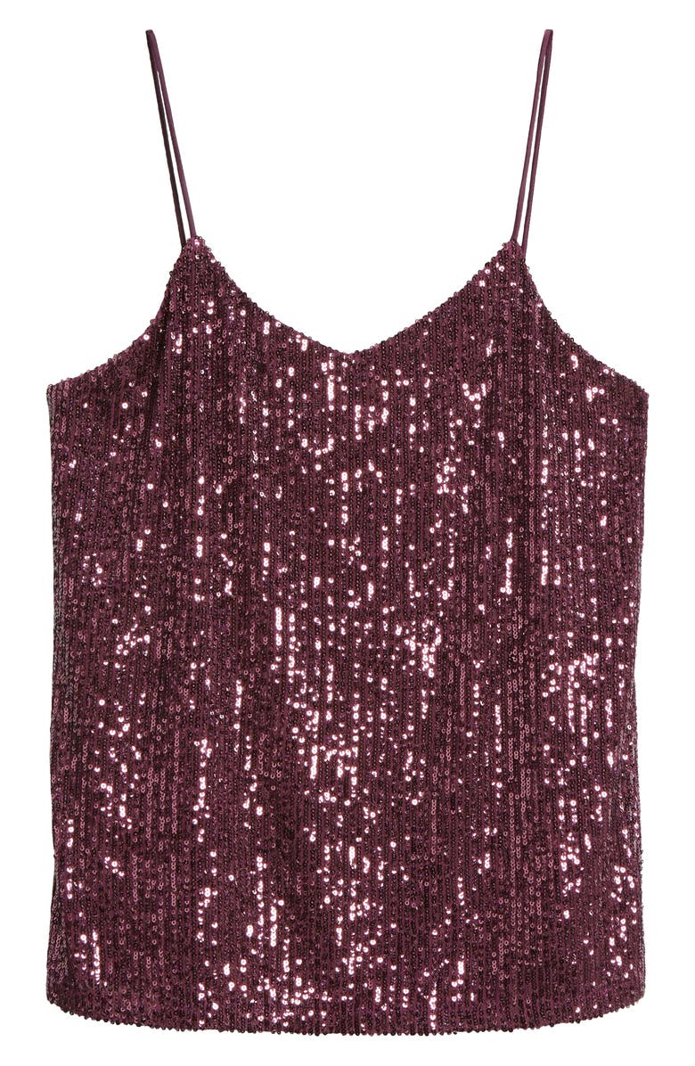 Anne Klein Sequin Camisole, Alternate, color, Deep Plum