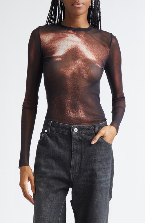 Jean Paul Gaultier Body Dust Print Mesh Top in Black/Brown  product