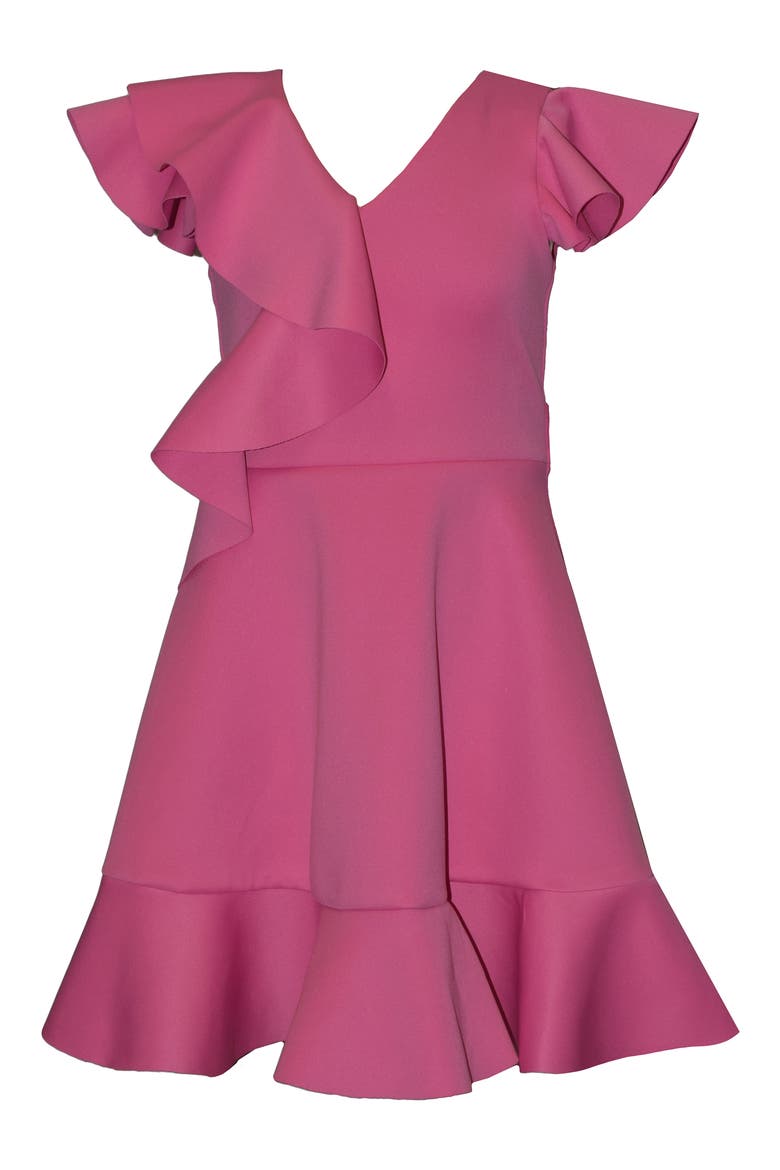 Kids' Flutter Scuba Knit Skater Dress, Main, color, PINK