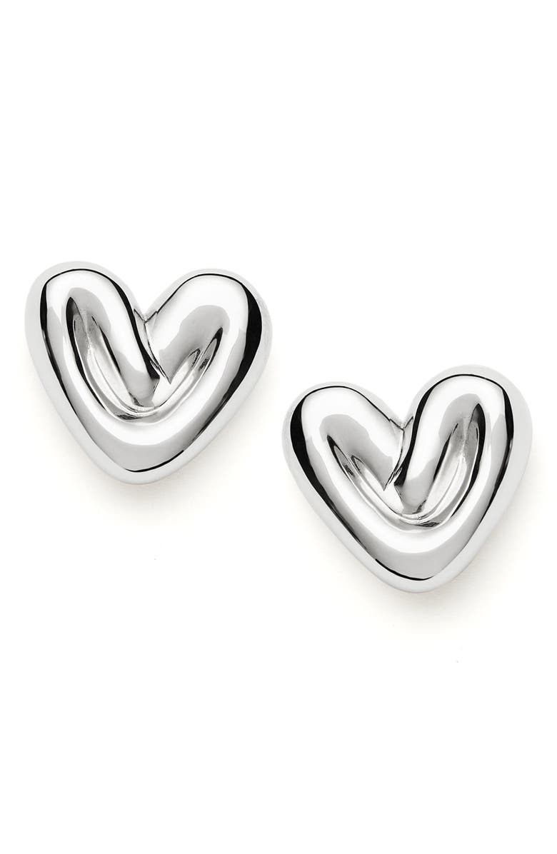 Missoma Puffy Heart Stud Earrings, Main, color, Silver