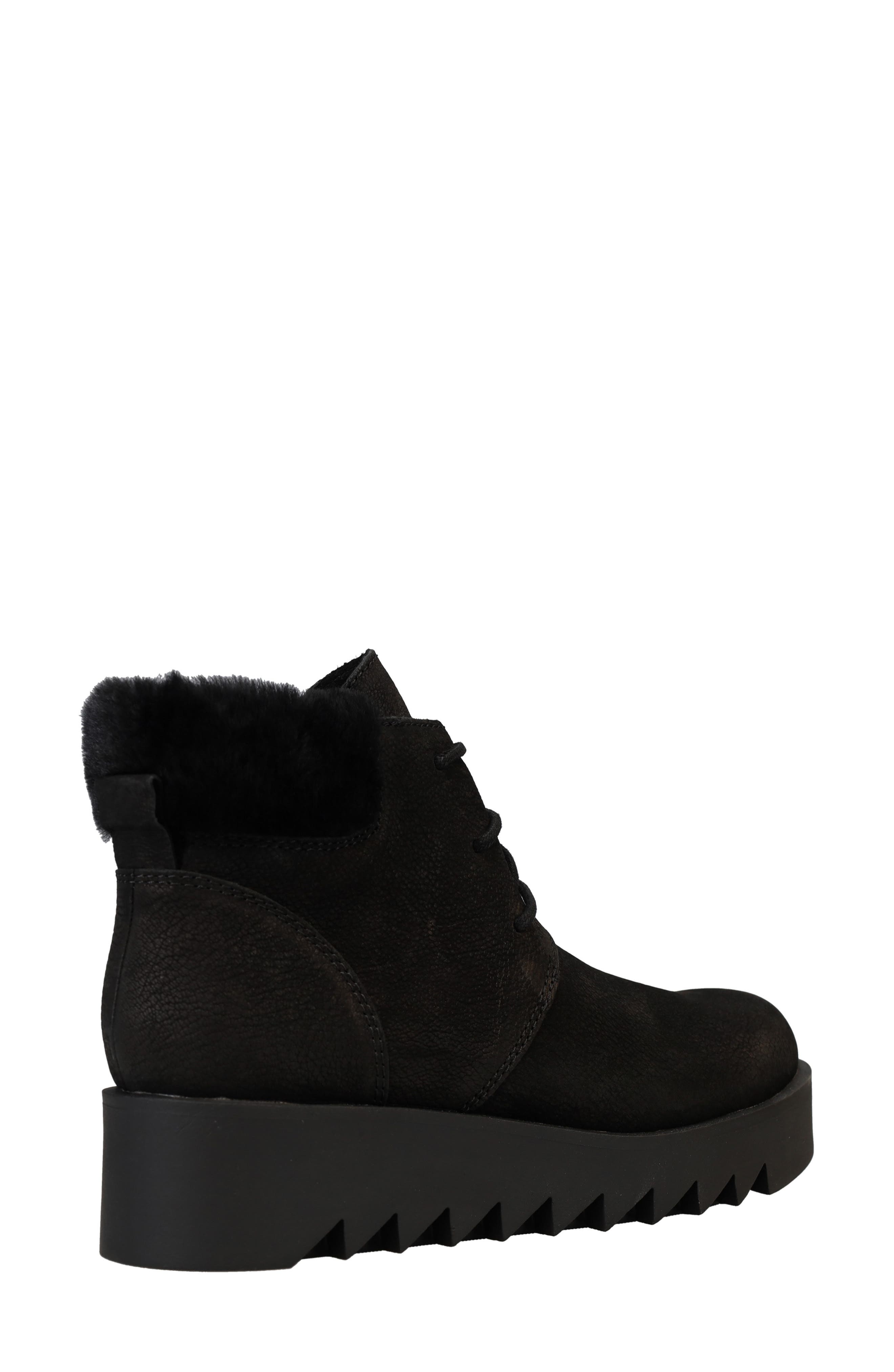 Eileen Fisher Kenille Genuine Shearling Trim Wedge Bootie, Alternate, color, Black