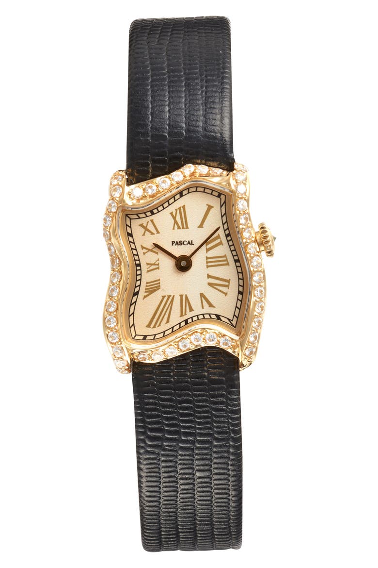 Mirage Lab Grown Diamond Leather Strap Watch, 22mm x 28mm, Main, color, MASTER