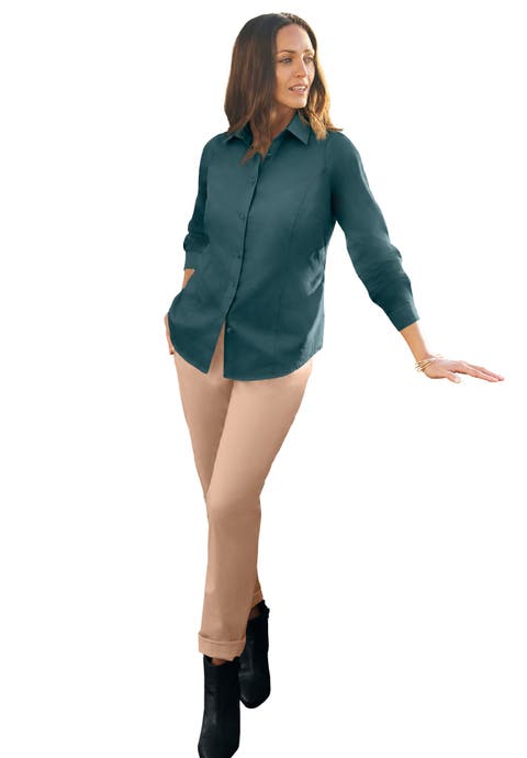 Stretch Cotton Poplin Button Down Shirt