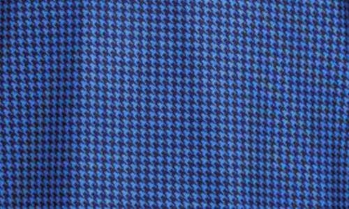 Tailorbyrd Kids' Mini Houndstooth Print Long Sleeve Performance Polo In Blue