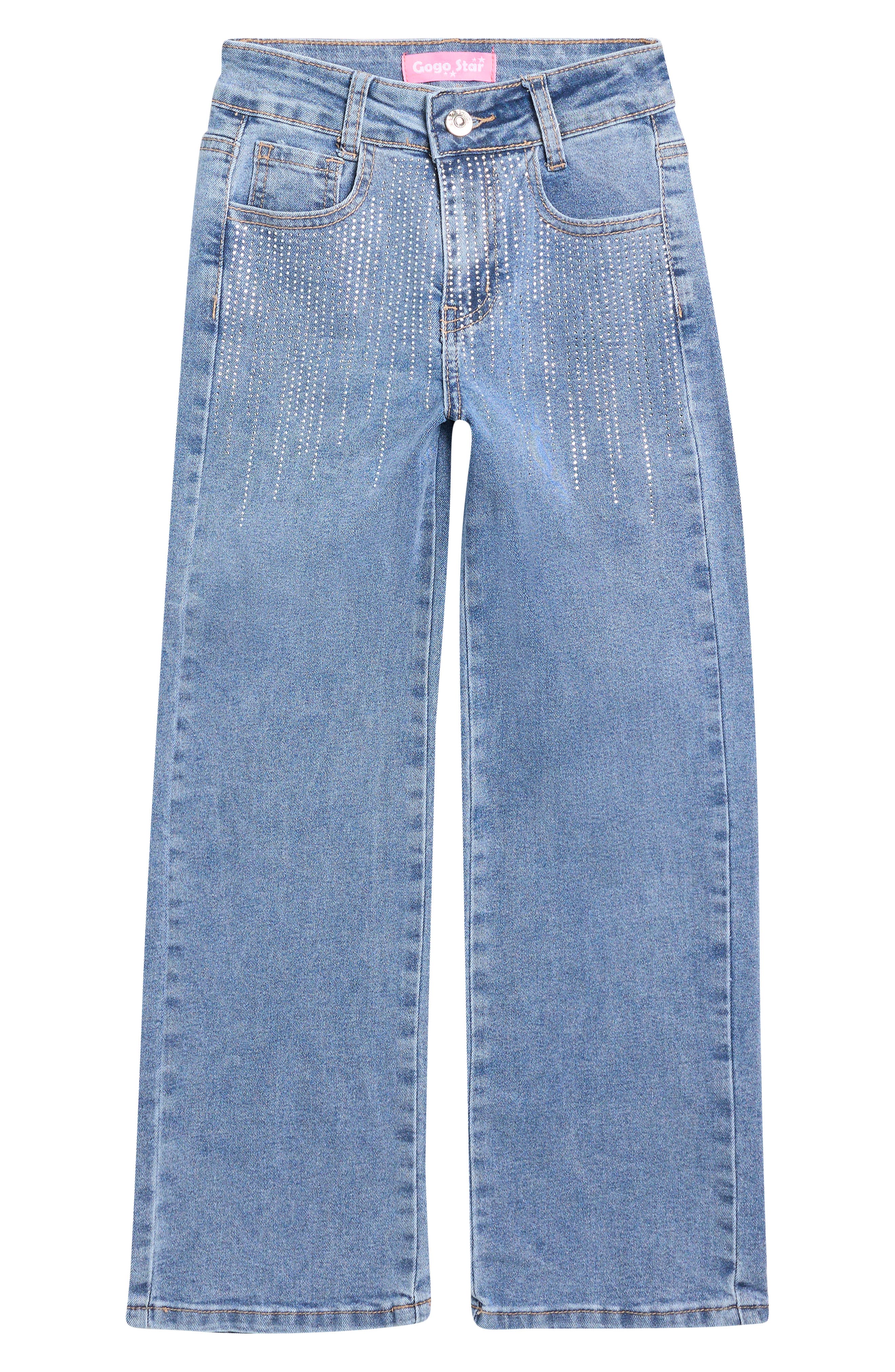 GOGO STAR Kids' Drippy Rhinestone Jeans