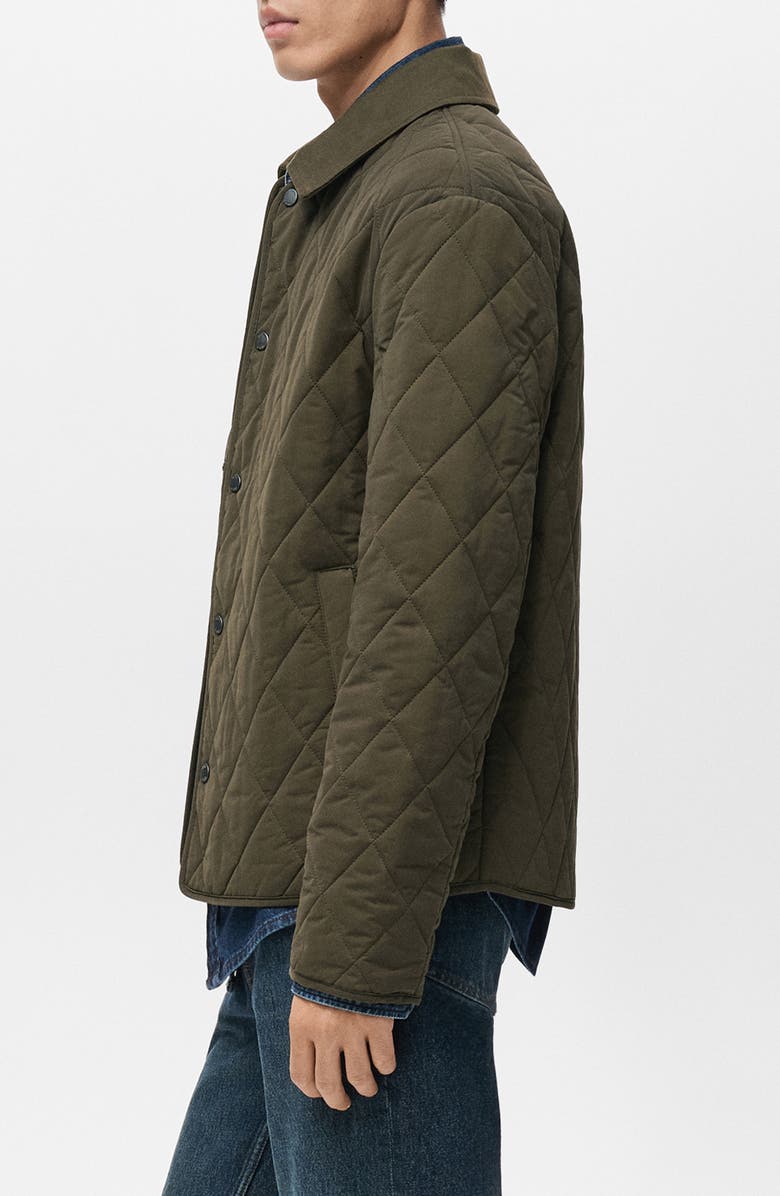 MANGO Water Repellent Quilted Jacket, Alternate, color, Olive Green