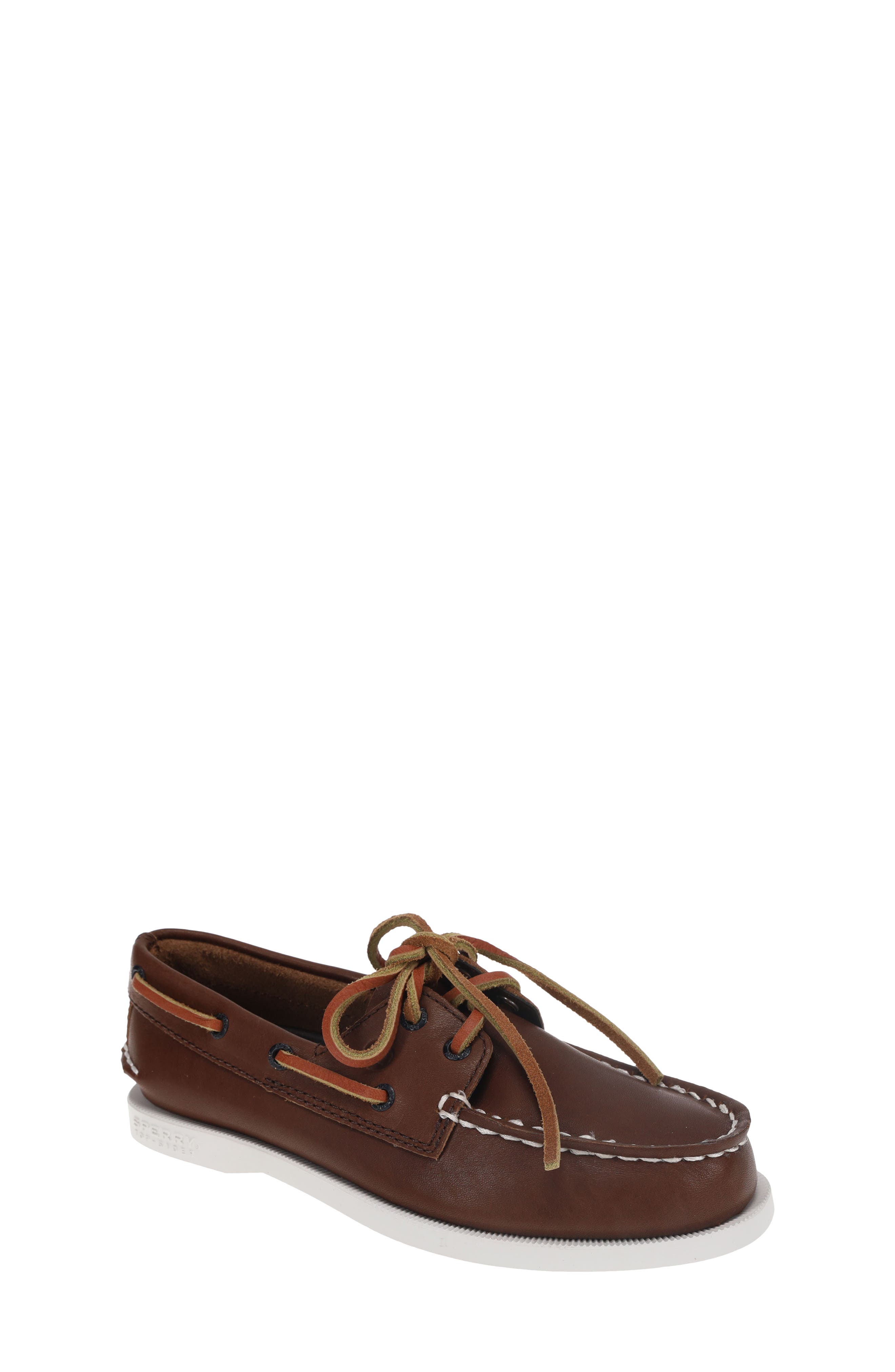 Sperry Kids' Authentic Original<sup>™</sup> 2-Eye Leather Boat Shoe, Main, color, Brown