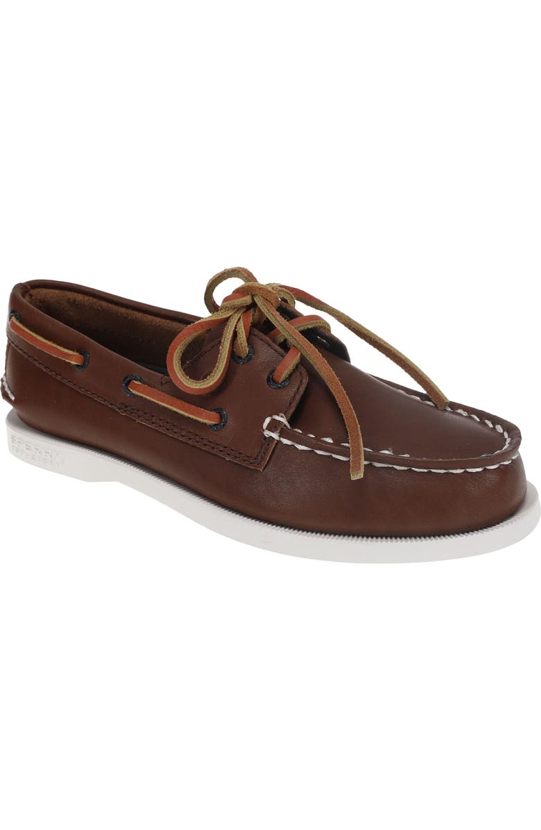 Sperry Kids' Authentic Original<sup>™</sup> 2-Eye Leather Boat Shoe, Main, color, Brown