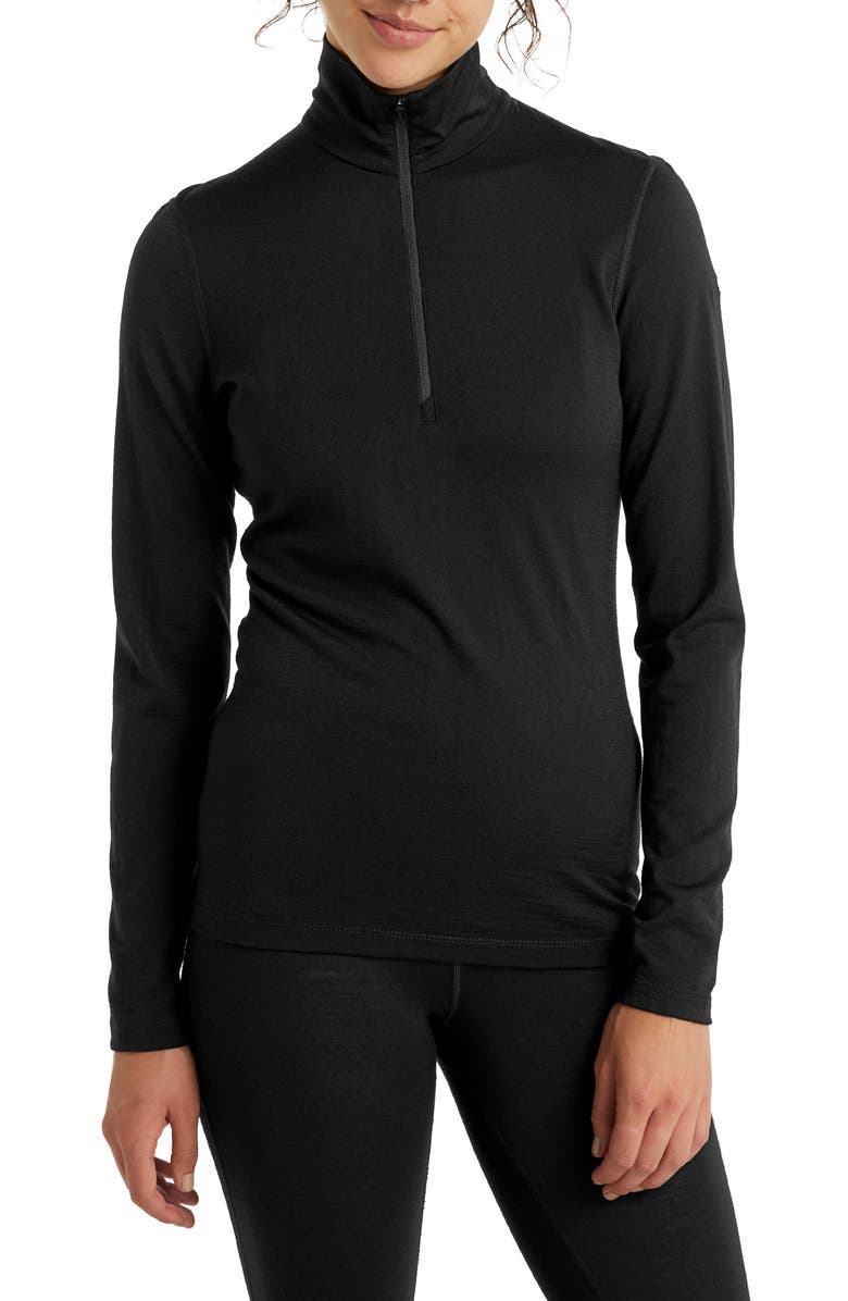 Icebreaker 200 Oasis Merino Wool Half Zip Pullover, Main, color, Black