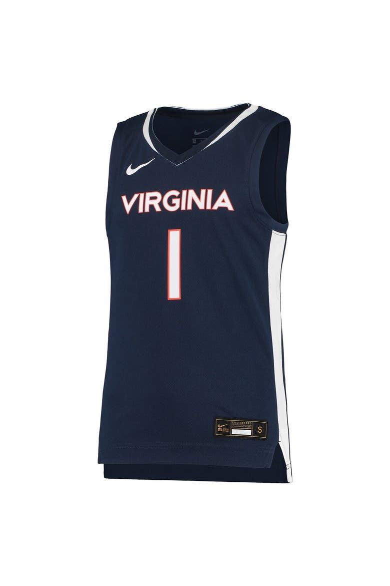 Youth Nike #1 Navy Virginia Cavaliers Team Replica Basketball Jersey, Alternate, color, Navy