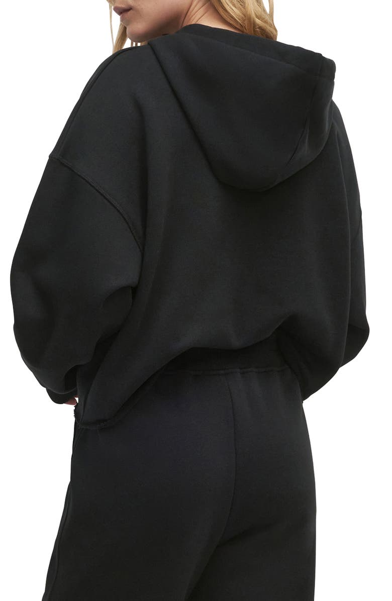 Favorite Daughter The Cropped Collegiate Cotton Blend Hoodie, Alternate, color, Black/ Stone