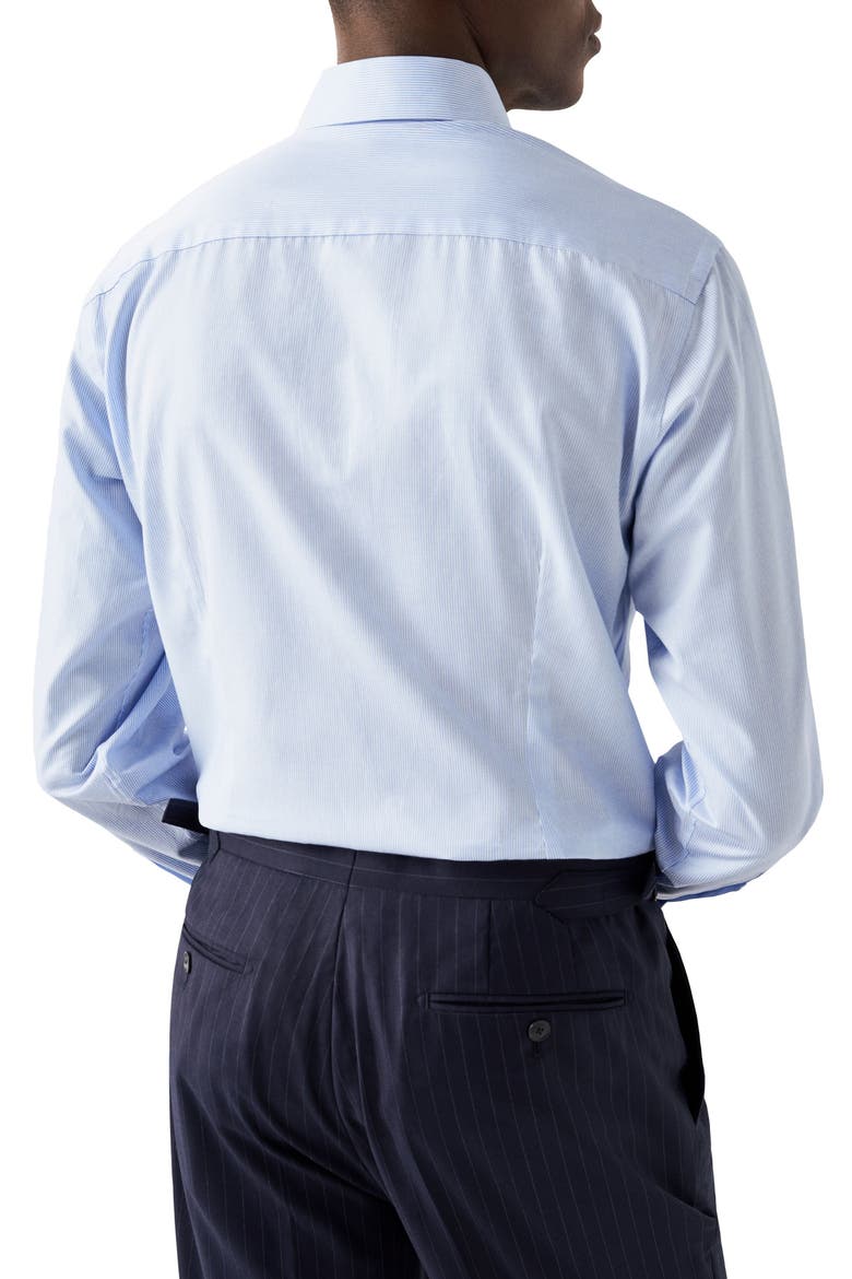 Slim Fit Pinstripe Cotton Twill Dress Shirt, Alternate, color, LIGHT PASTEL BLUE