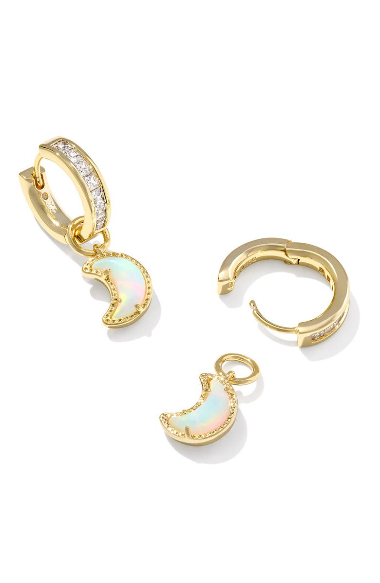 Kendra Scott Moon Huggie Earrings, Alternate, color, Gold White Mix