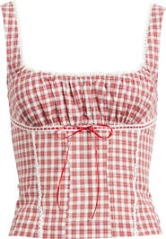 BDG Urban Outfitters Lena Rickrack Trim Check Linen Blend Camisole