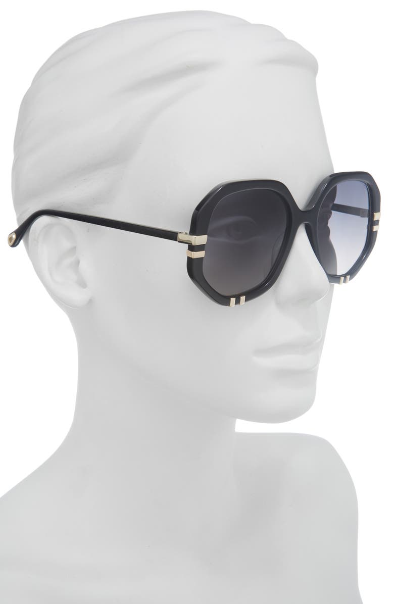 Chloé Round Sunglasses, Alternate, color, Black Black Grey