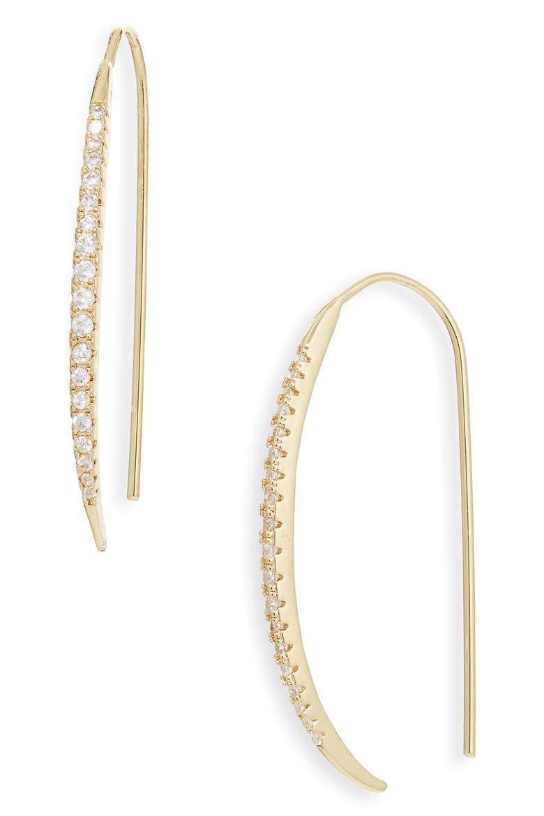 CZ Linear Threader Earrings, Main, color, CLEAR- GOLD