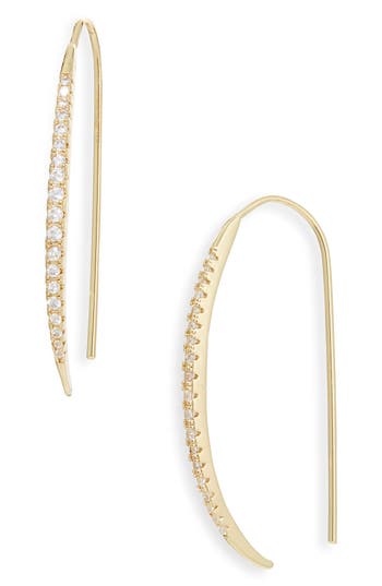 Nordstrom Rack Cz Linear Threader Earrings In Gold