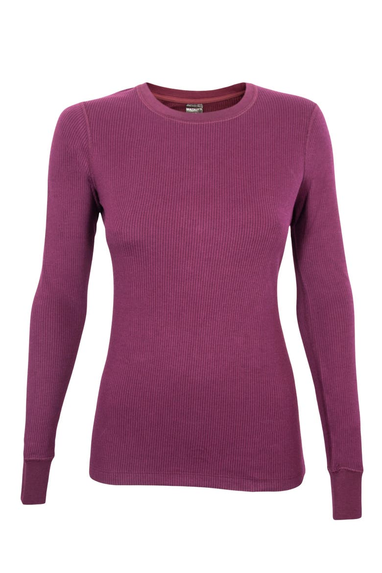 Women's Therma Rib Long Sleeve Thermal Crew, Alternate, color, Burgundy
