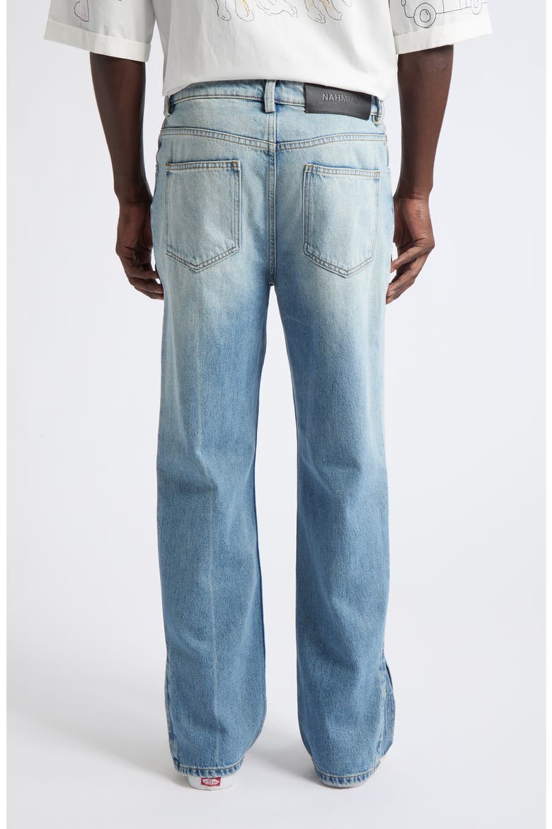 Split Cuff Straight Leg Jeans, Alternate, color, LIGHT INDIGO WASH DENIM