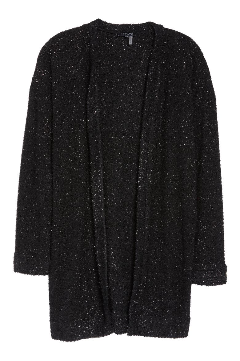 Metallic Eyelash Cardigan, Alternate, color, RICH BLACK