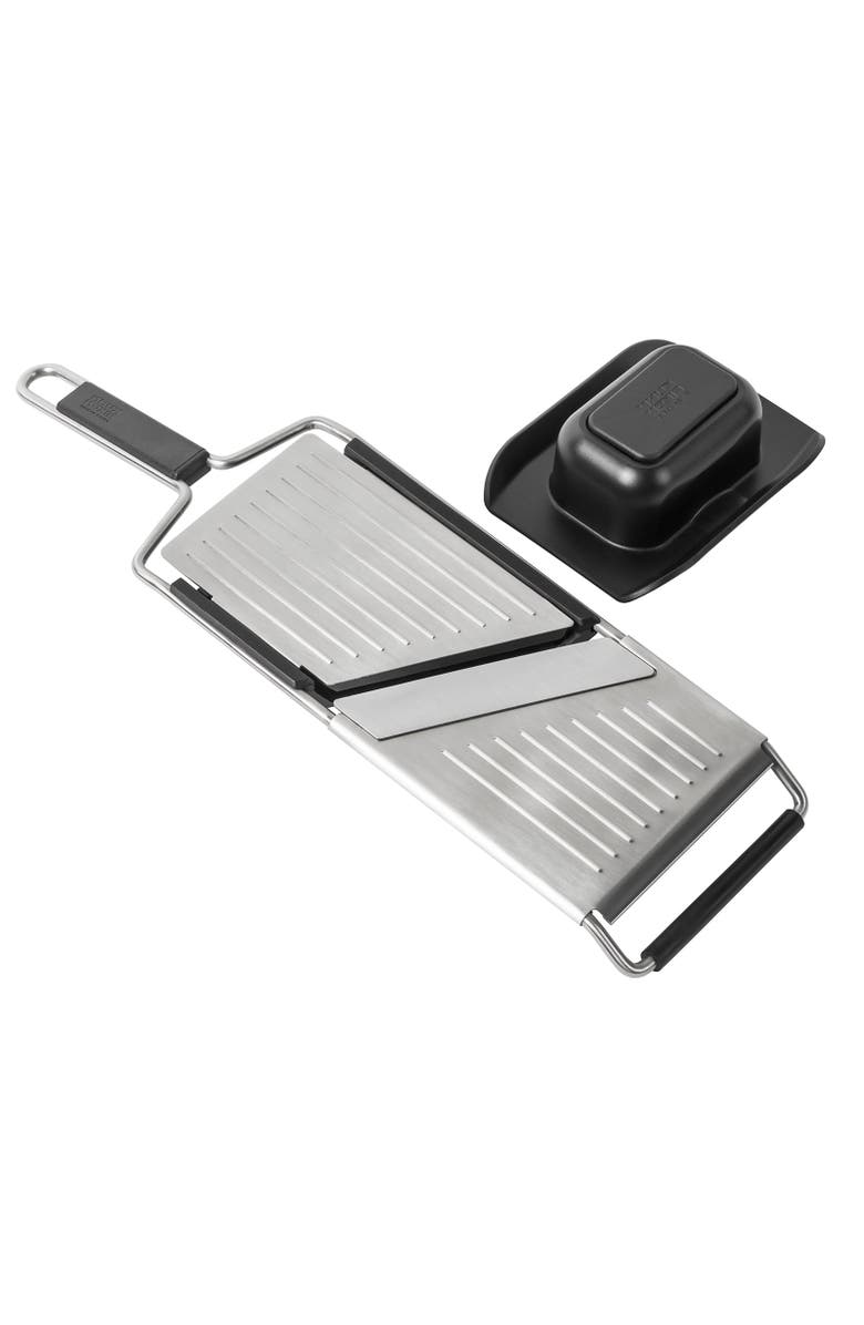 Kuhn Rikon Essential Mandoline Slicer with Adjustable Stainless Steel Blade for Vegetables & Fruit, Main, color, Silver