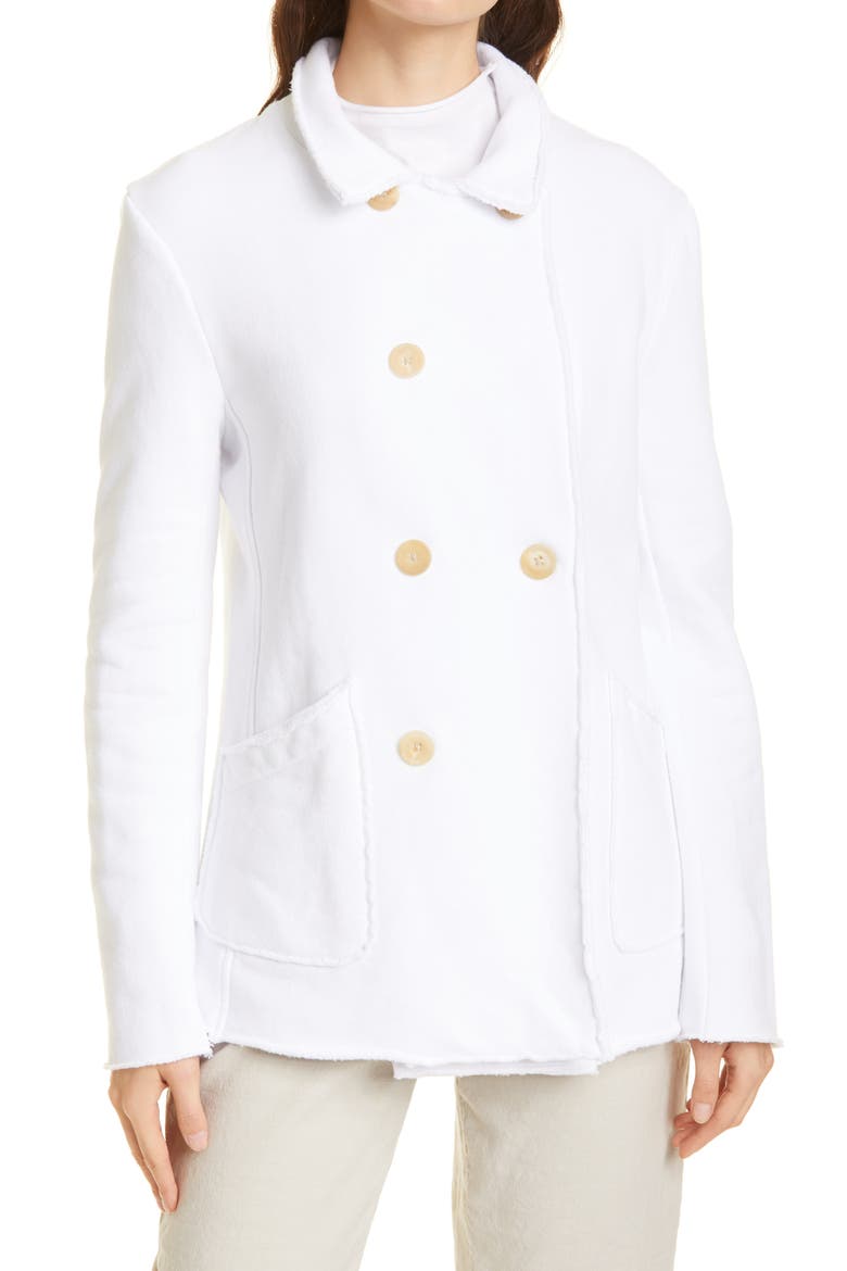 Raw Edge French Terry Peacoat, Alternate, color, WHITE