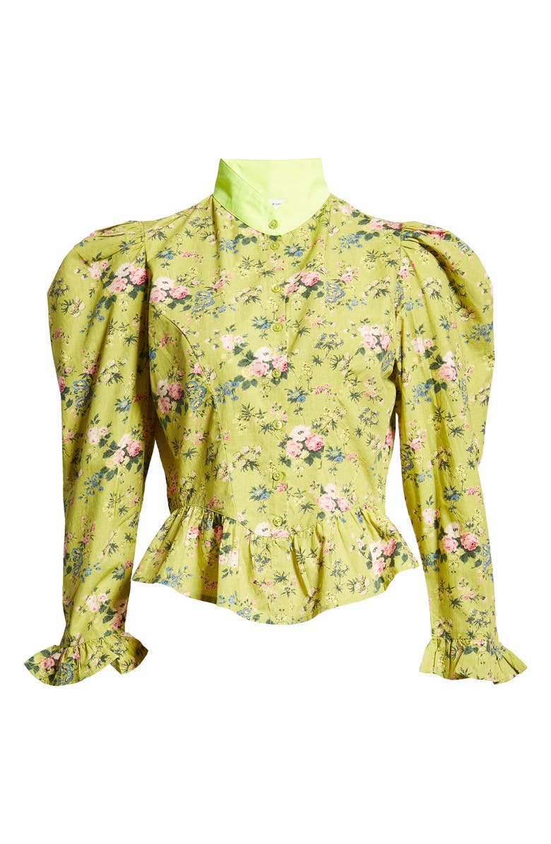 Batsheva Grace Floral Leg of Mutton Blouse, Alternate, color, 